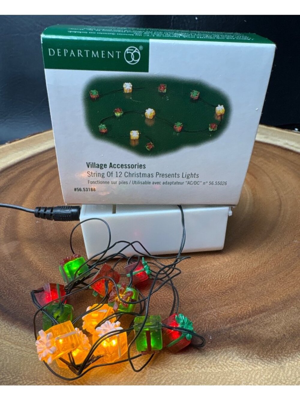 Department 56 String of 12 Christmas Gift Lights Battery Operated Bright Holiday